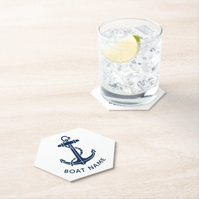 Nautical Boat Anchor Beach House Custom Paper Coaster (Insitu)