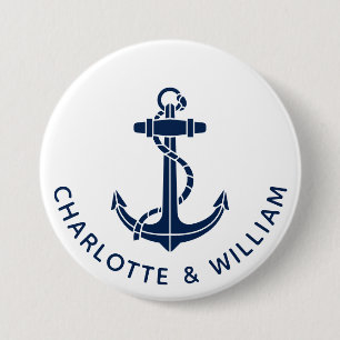 Nautical Boat Anchor Beach Wedding Favours 7.5 Cm Round Badge