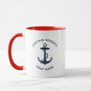 Nautical Boat Anchor Captain Name Custom Mug