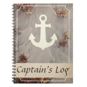 Nautical Boat Anchor Captains Log Notebook