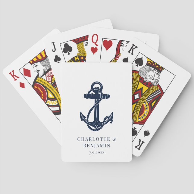 Nautical Boat Anchor Coastal Wedding Swag Playing Cards (Back)