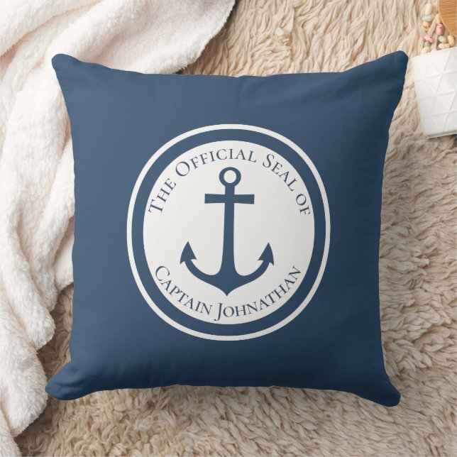 Nautical Boat Anchor Custom Captain Name Cushion (Blanket)