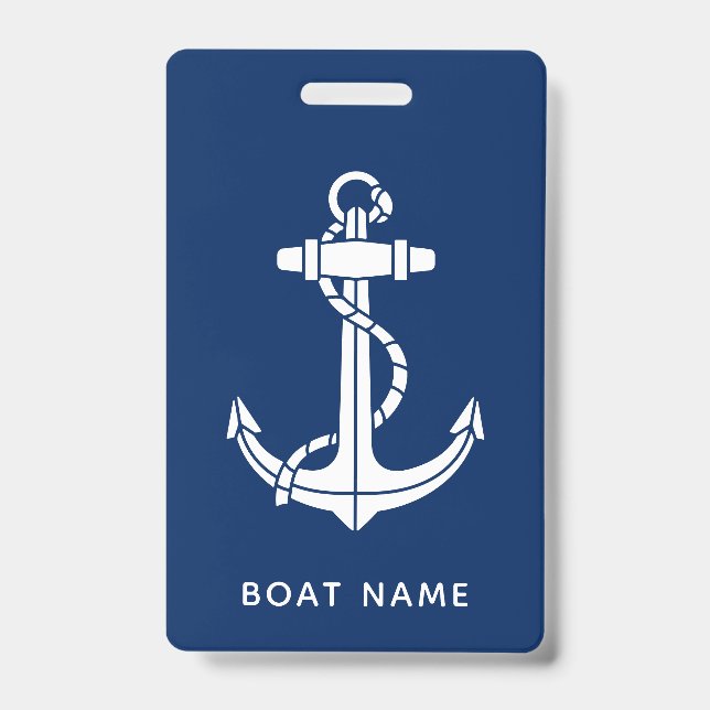 Nautical Boat Anchor Custom ID Badge (Front)