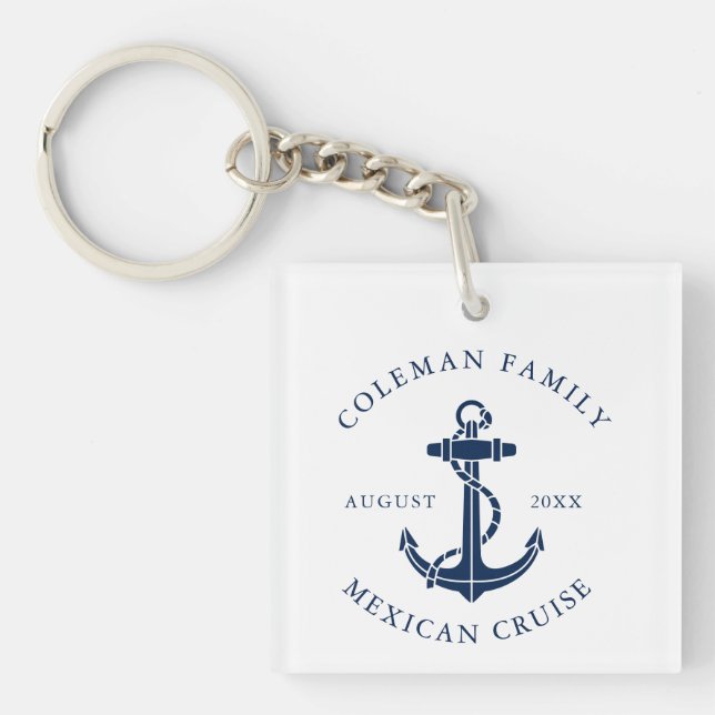 Nautical Boat Anchor Custom Swag Key Ring (Front)