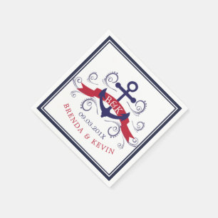 Nautical boat anchor & elegant swirls monogram napkin