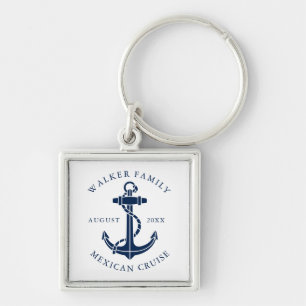 Nautical Boat Anchor Family Beach House Key Ring