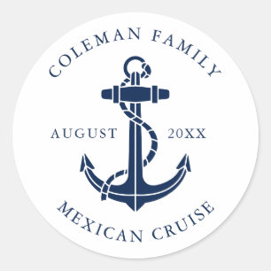 Nautical Boat Anchor Family Cruise Custom Classic Round Sticker