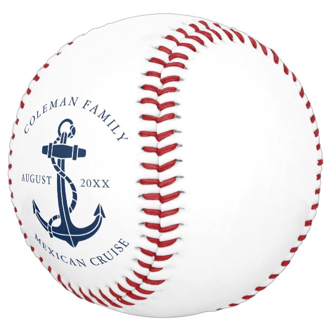 Nautical Boat Anchor Family Cruise Custom Softball (Angled)