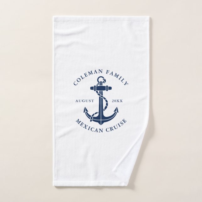 Nautical Boat Anchor Family Cruise Trip Hand Towel (Hand Towel)