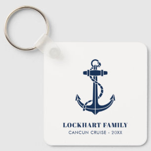 Nautical Boat Anchor Family Trip Custom Key Ring