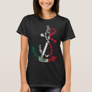 Nautical boat anchor Mexico Mexican Flag ocean Fis T-Shirt