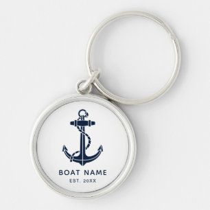 Nautical Boat Anchor Name Custom Key Ring
