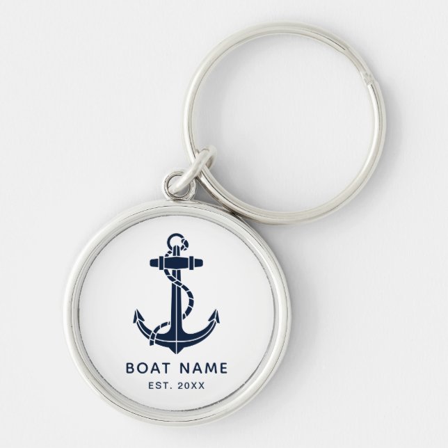 Nautical Boat Anchor Name Custom Key Ring (Front)
