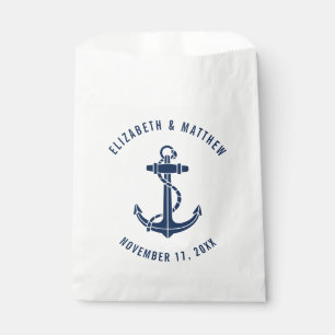 Nautical Boat Anchor Navy Blue Beach Wedding Favour Bag