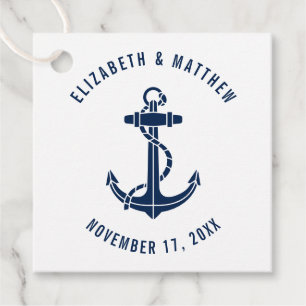 Nautical Boat Anchor Navy Blue Beach Wedding Favour Tags
