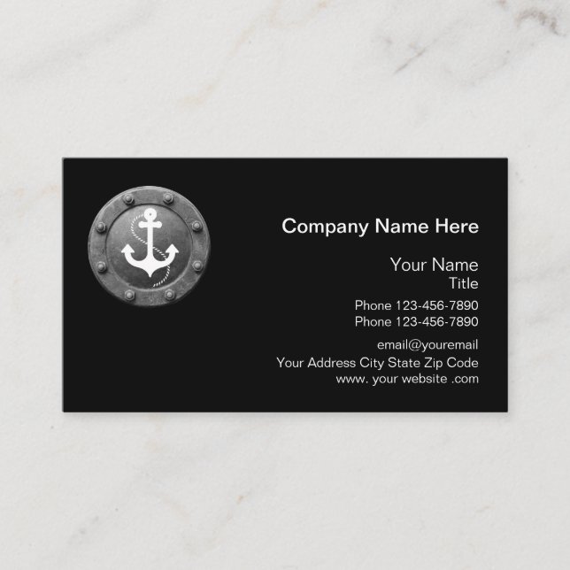 Nautical Boat Anchor Port Hole Theme Business Card (Front)