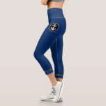 Nautical Boat Anchor Rope Blue Black White Stripes Capri Leggings<br><div class="desc">Women's Capri leggings featuring a custom designed nautical boat anchor and rope with black and white stripes on stylish navy blue or easily customise to match your favourite colour.</div>