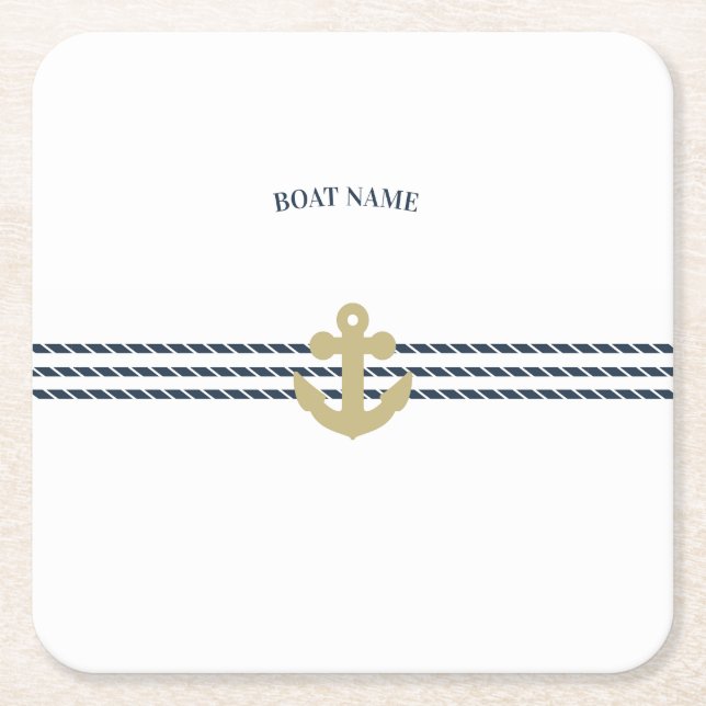 Nautical Boat Anchor,Rope Square Paper Coaster (Front)