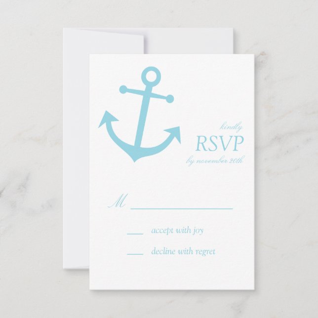 Nautical Boat Anchor RSVP Cards (Pale Blue) (Front)