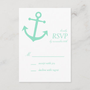 Nautical Boat Anchor RSVP Cards (Pale Green)