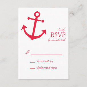 Nautical Boat Anchor RSVP Cards (Red)