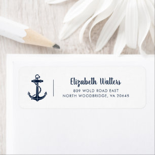 Nautical Boat Anchor Script Return Address Label