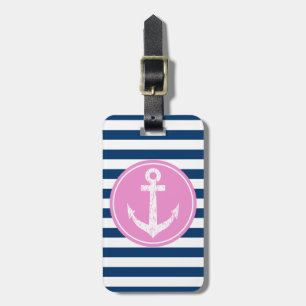 Nautical boat anchor striped travel luggage tags