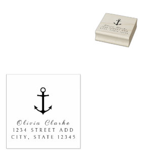 Nautical Boat Anchor Stylish Script Rubber Stamp