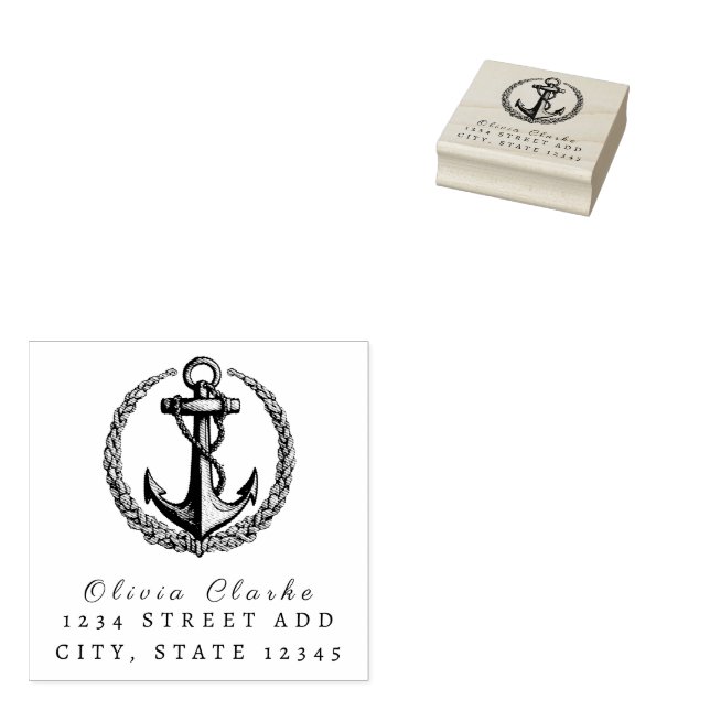 Nautical Boat Anchor  Stylish Script   Rubber Stamp (Stamped)