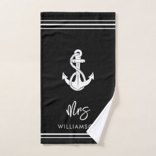Nautical Boat Anchor Wedding Bride Hand Towel