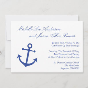 Nautical Boat Anchor Wedding Invitations (Navy)