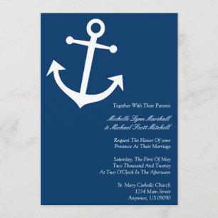 Nautical Boat Anchor Wedding Invites (Dark Blue)