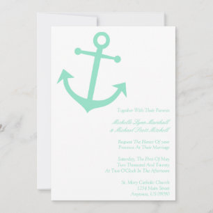 Nautical Boat Anchor Wedding Invites (Pale Green)
