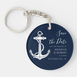 Nautical Boat Anchor Wedding Save the Date Key Ring