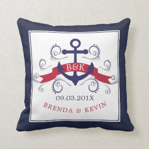 Nautical boat anchor Wedding Template Cushion