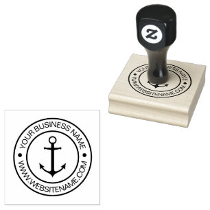 Nautical boat anchor Your Business Text Custom Rubber Stamp