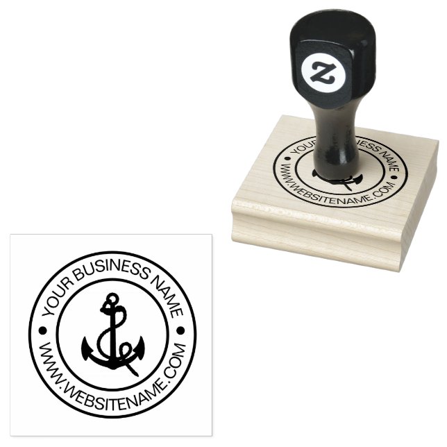 Nautical boat anchor Your Business Text Custom     Rubber Stamp (Stamped)