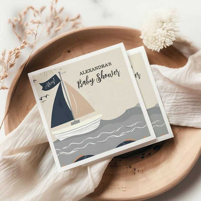Nautical Boat Baby Shower Napkin (Creator Uploaded)