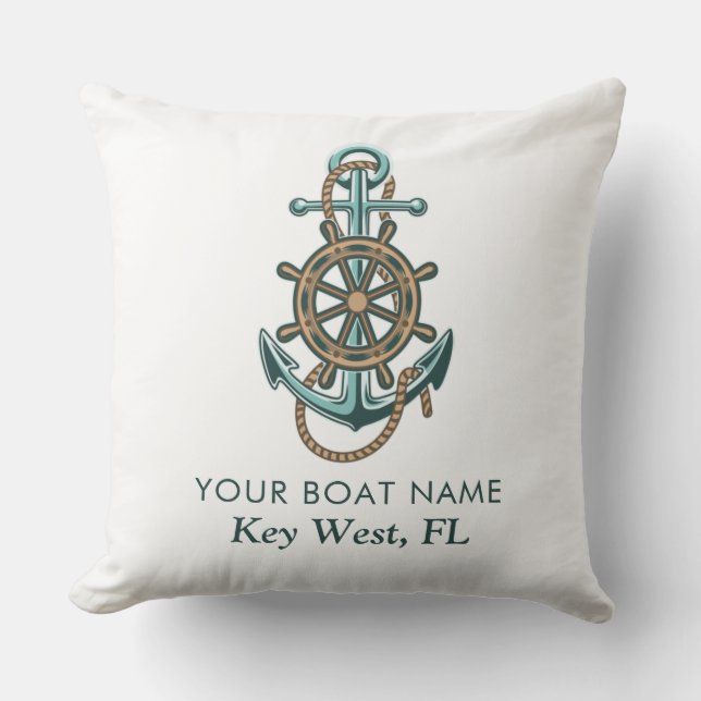 Nautical Boat Name Anchor Beach House Custom Cushion (Front)