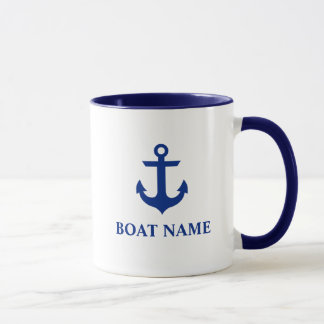 Nautical Boat Name Anchor Blue and White Mug