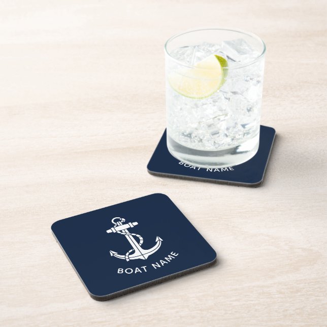 Nautical Boat Name Anchor Custom Coaster (Right Side)