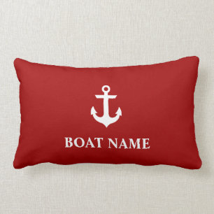 Nautical Boat Name Anchor Lumbar Pillow Red