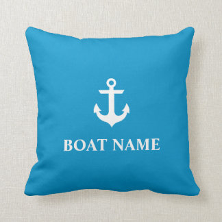 Nautical Boat Name Anchor Malibu Blue Cushion