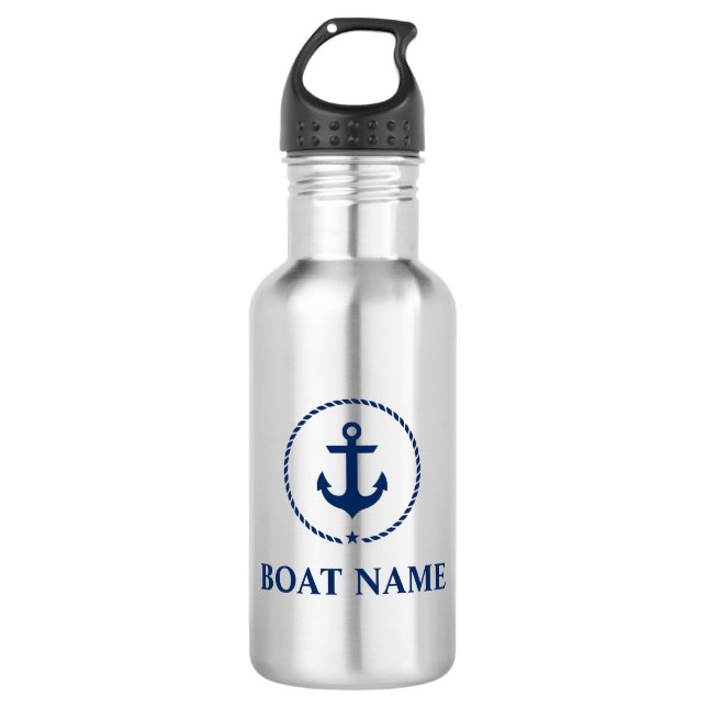 Nautical Boat Name Anchor Rope 532 Ml Water Bottle (Front)
