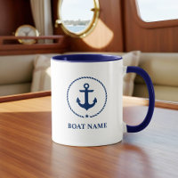Nautical Boat Name Anchor Rope Blue