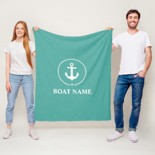 Nautical Boat Name Anchor Rope Medium Fleece Blanket