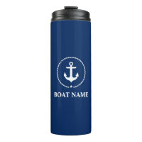 Nautical Boat Name Anchor Rope Navy Blue