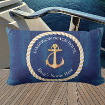 Nautical Boat Name Anchor Rope Navy Blue Yellow