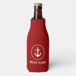 Nautical Boat Name Anchor Rope Red Bottle Cooler