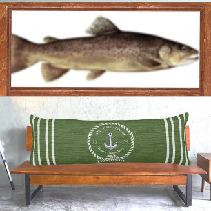Nautical Boat Name Anchor Rope Teal Blue Welcome Body Cushion